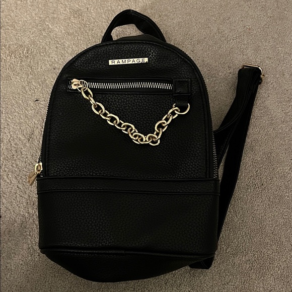 Rampage Handbags - Rampage Black Backpack with Gold Chain Detail